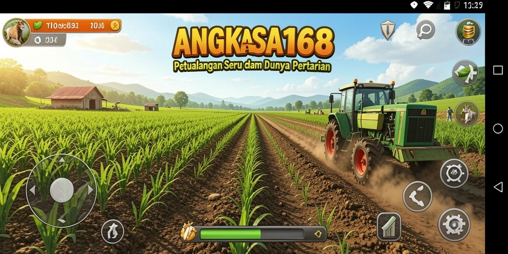 Screenshot gameplay ANGKASA168 yang menampilkan aktivitas bertani seru.