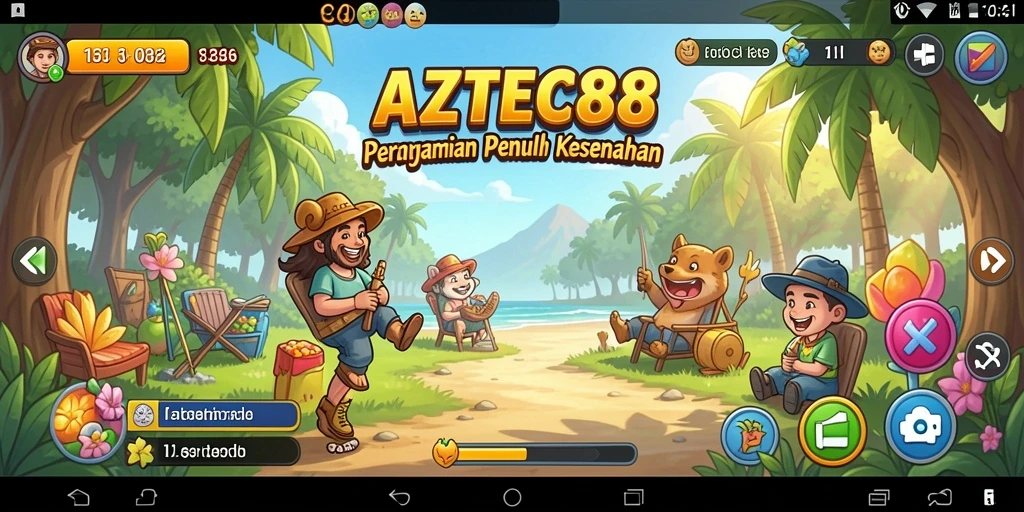 Tampilan gameplay AZTEC88 yang menarik dan penuh warna.