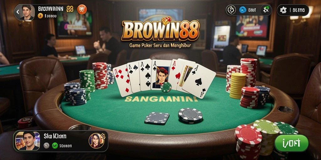Screenshot BROWIN88 menampilkan gameplay seru poker.