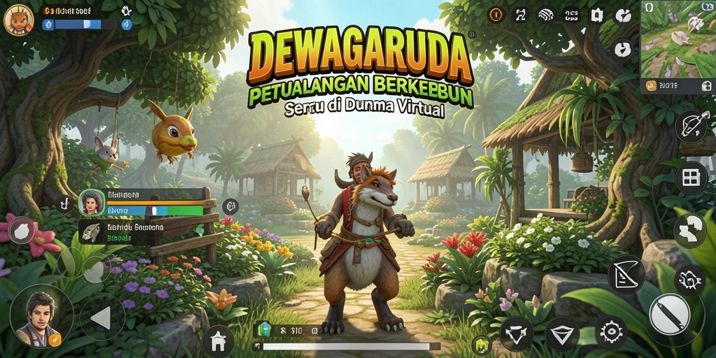 Tampilan seru gameplay berkebun di DEWAGARUDA.
