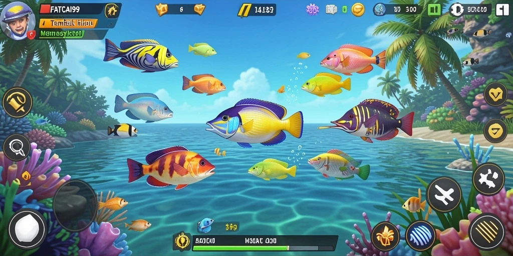 Tampilan gameplay seru dalam FATCAI99 menembak ikan.