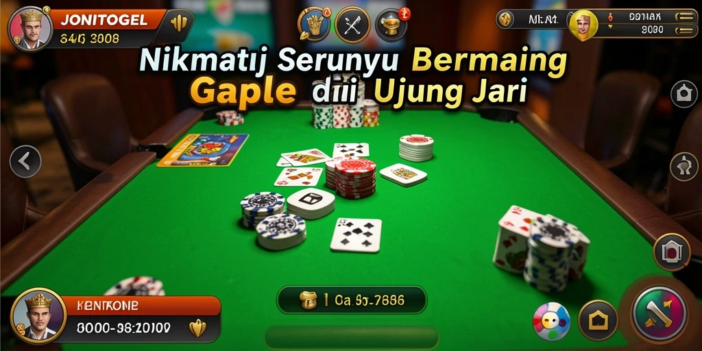 Screenshot utama JONITOGEL menampilkan gameplay Gaple yang seru.