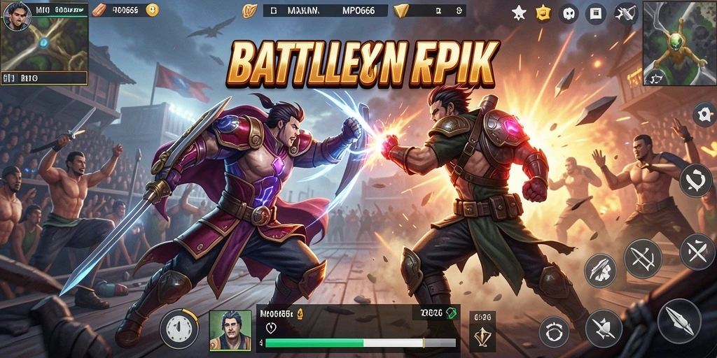 Screenshot MPO666 menunjukkan pertarungan sengit di medan perang Battle Royale.