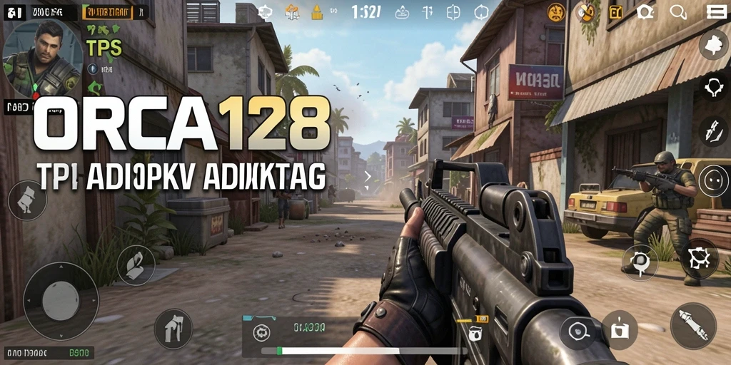 Tampilan gameplay ORCA128 dengan aksi tembak-menembak yang seru.