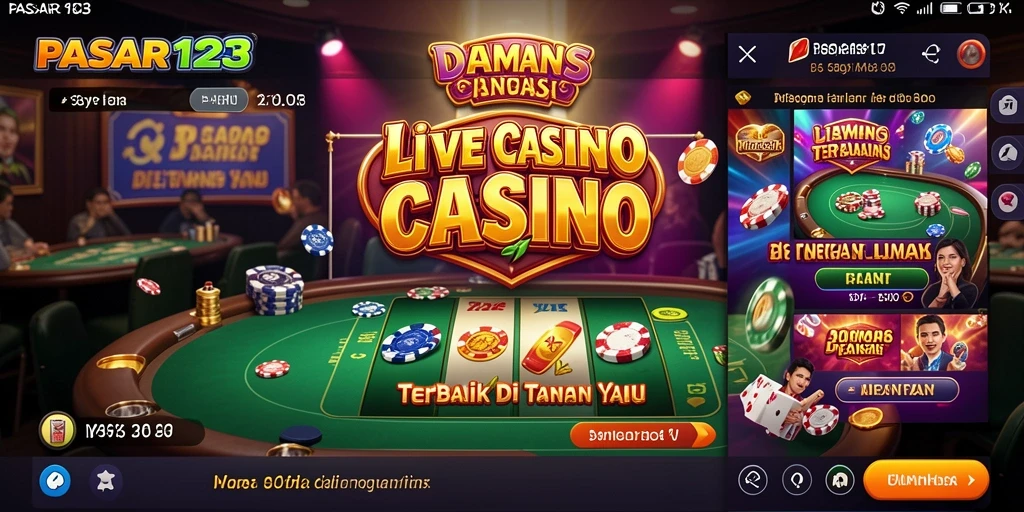 Screenshot PASAR123 menampilkan dealer profesional dalam permainan Live Casino.