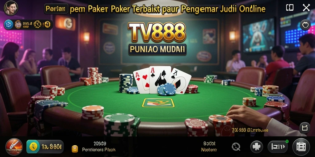 Tampilan gameplay TV888 yang menarik dengan interaksi poker langsung.