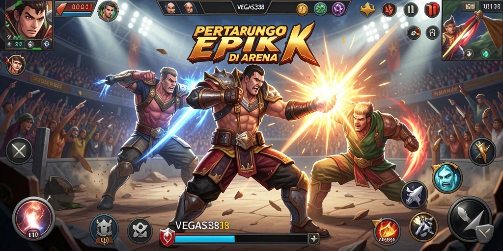 Tampilan gameplay menarik dengan pertarungan epik di VEGAS338.